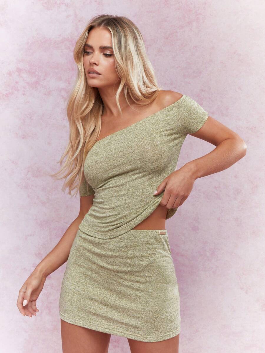 MISSGUIDED Jersey Bardot Top And Bodycon Mini Skirt Co-Ord Set