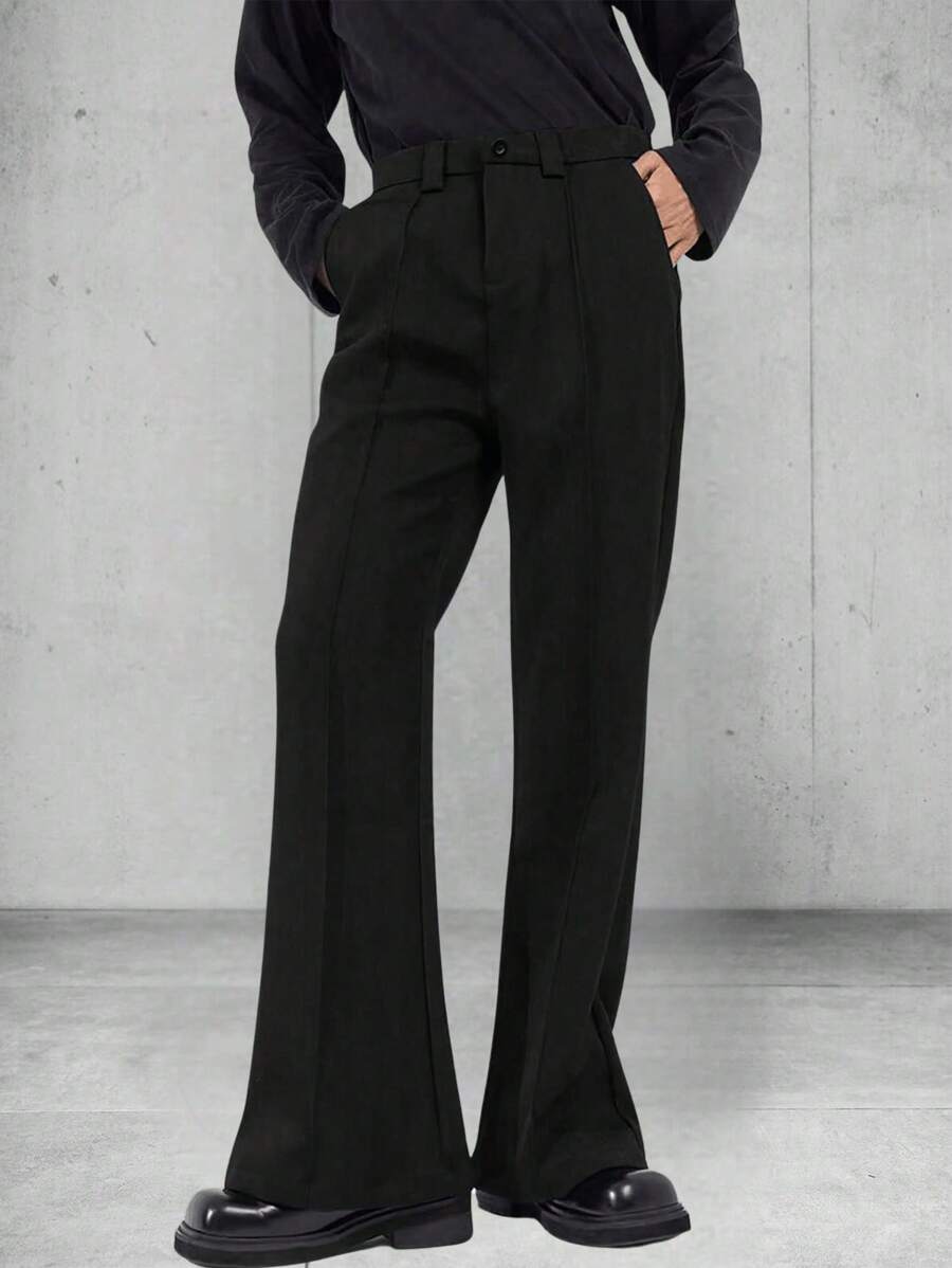Manfinity Hypemode Men's Solid Color Daily Wear Flared Dress Pants