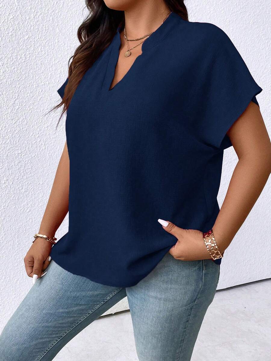 Plus Blouse à manches chauve-souris avec encolure en V