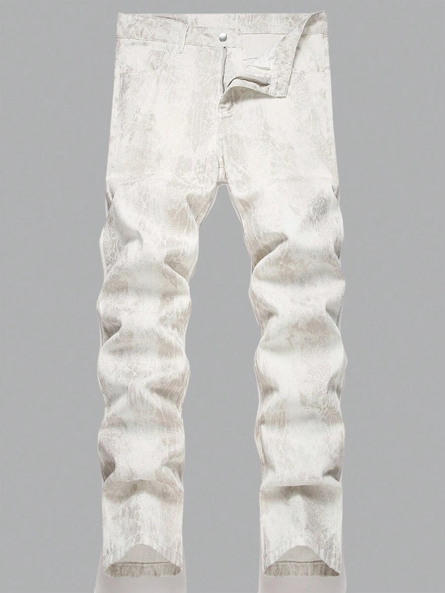 Manfinity EMRG Jeans casuales para hombre con estampado de serpiente y bolsillos