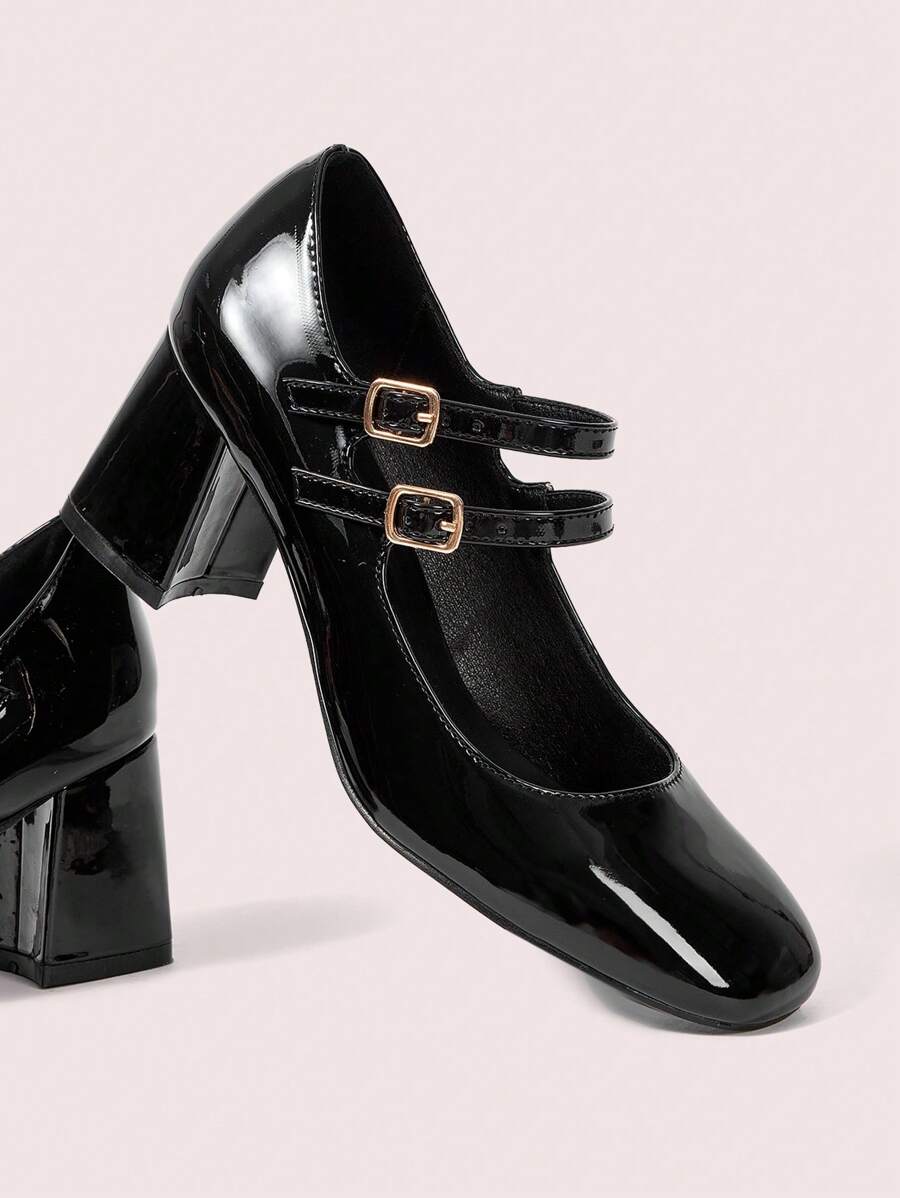 CUCCOO DOLLMOD Fashionable Black Mary Jane Round Toe High Heel Shoes For Women Spring Shoes Spring Break Easter