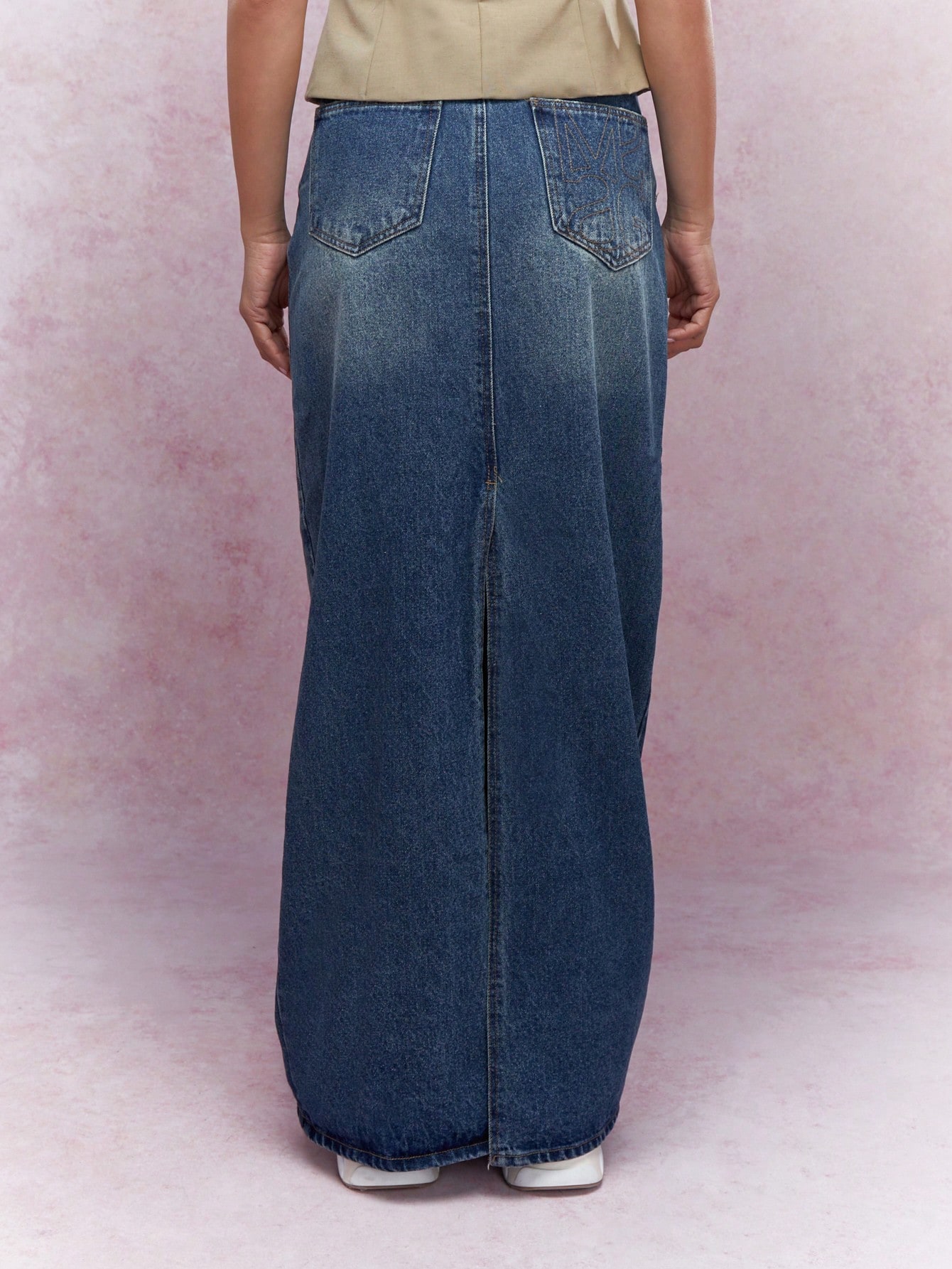 ☆MSCHF☆MAXI DENIM SKIRT sutton-side-zip-a-line-denim-