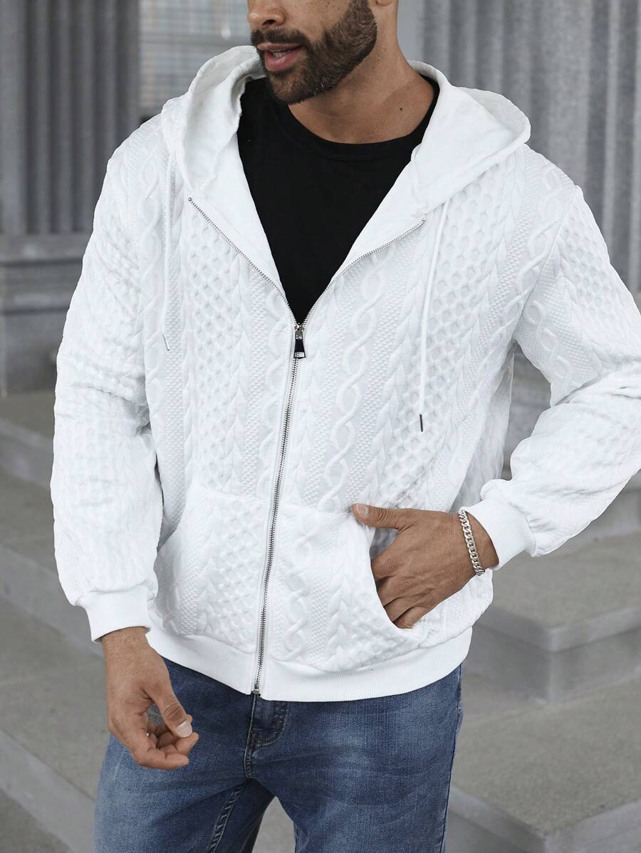 Manfinity Homme Chaqueta con capucha y cordón con cremallera para uso diario en tallas grandes