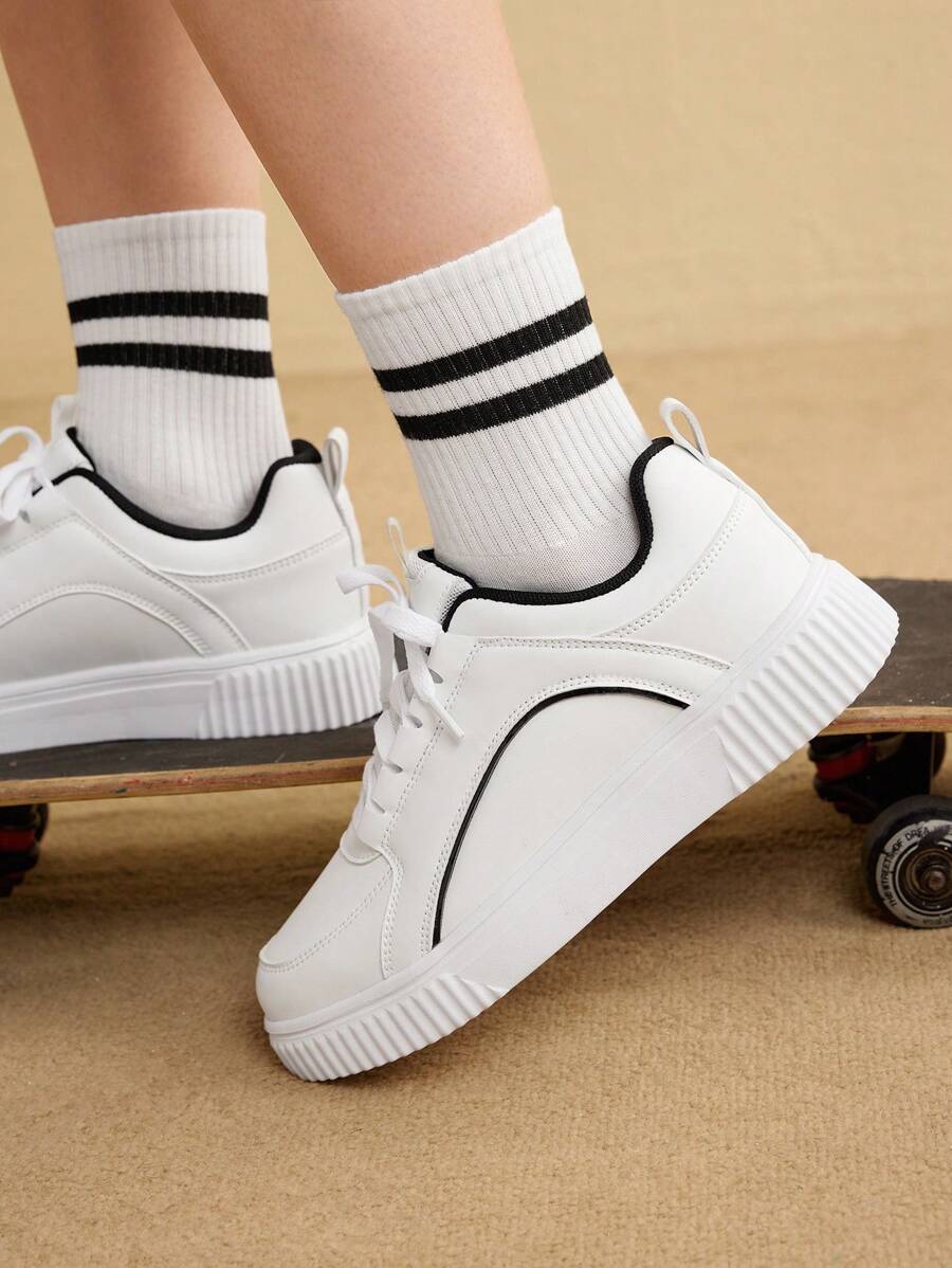 CUCCOO EASI White & Black Sequin Decor Versatile Commuter Sneakers For Women For Spring And Summer Vacation Shoes Summer Sports Shoes Casual Shoes Tainers