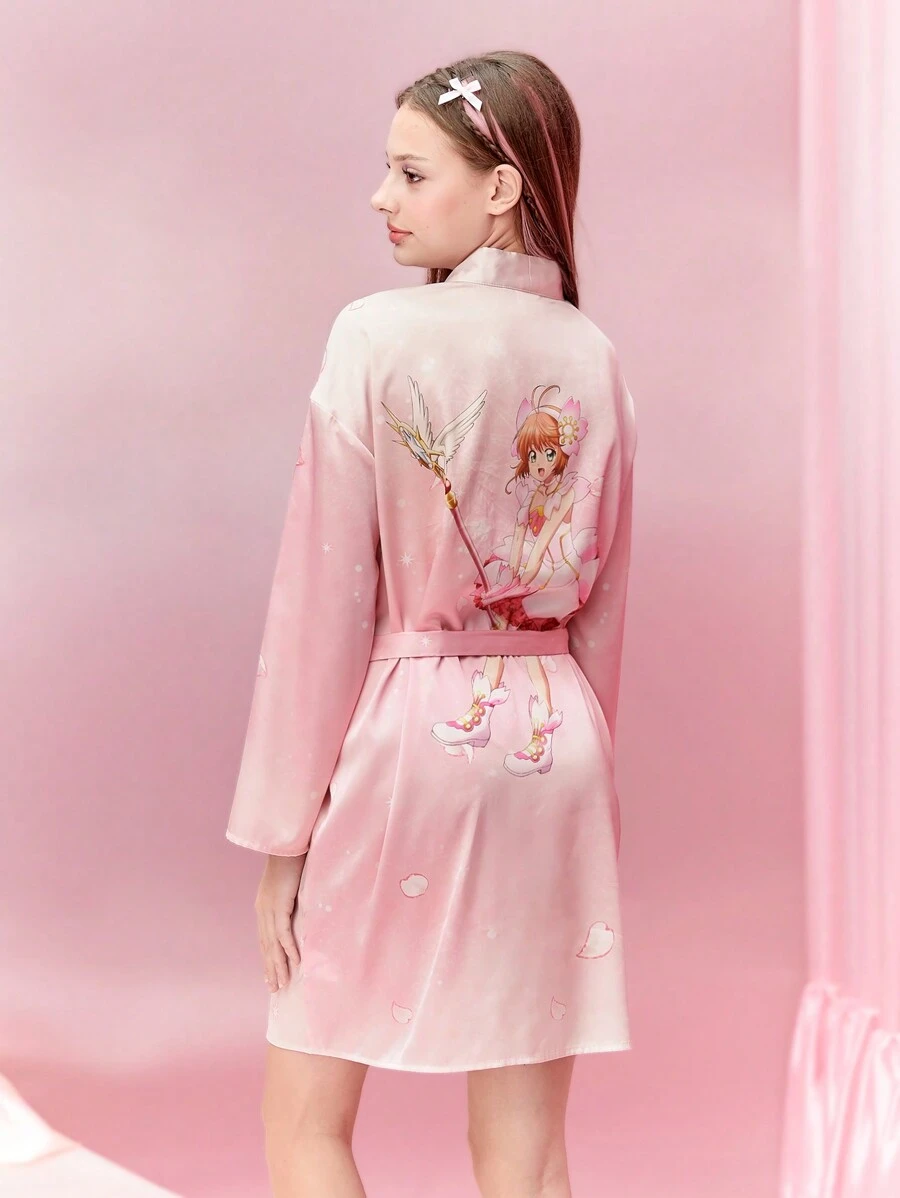 CARDCAPTOR SAKURA | SHEIN Women's Cute Cartoon Figure Printed Comfortable Robe