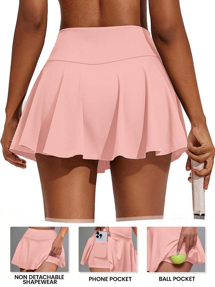 SHEIN Sport Studio Women's Sports Athletic Skort With Pocket For Tennis, Yoga, Fitness, Running, Marathontennis Skirt