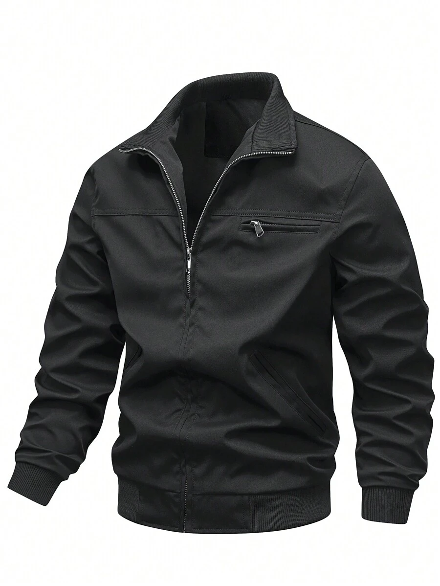 Manfinity Homme Giubbotto da uomo casual da volo a tinta unita per abbigliamento da lavoro all'aperto