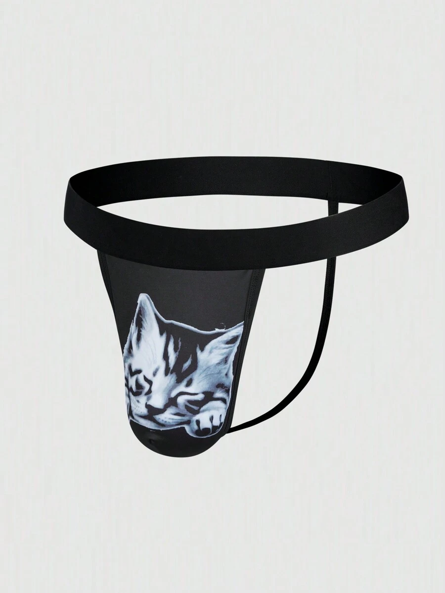 Men's Sexy And Bold Cat Pattern Forward-Thinking Thong Underwear