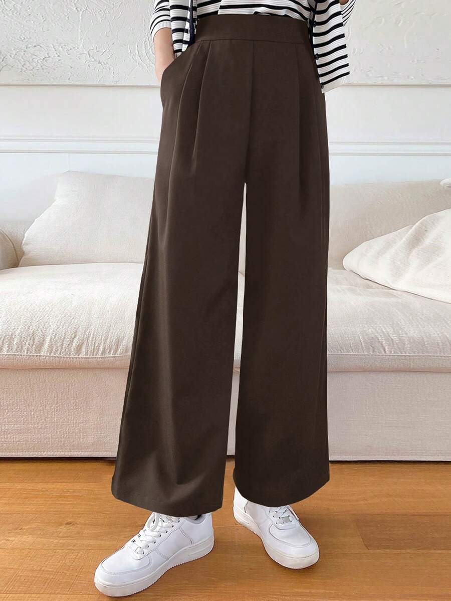 DAZY Dames effen kleur eenvoudige dagelijkse casual lange broek