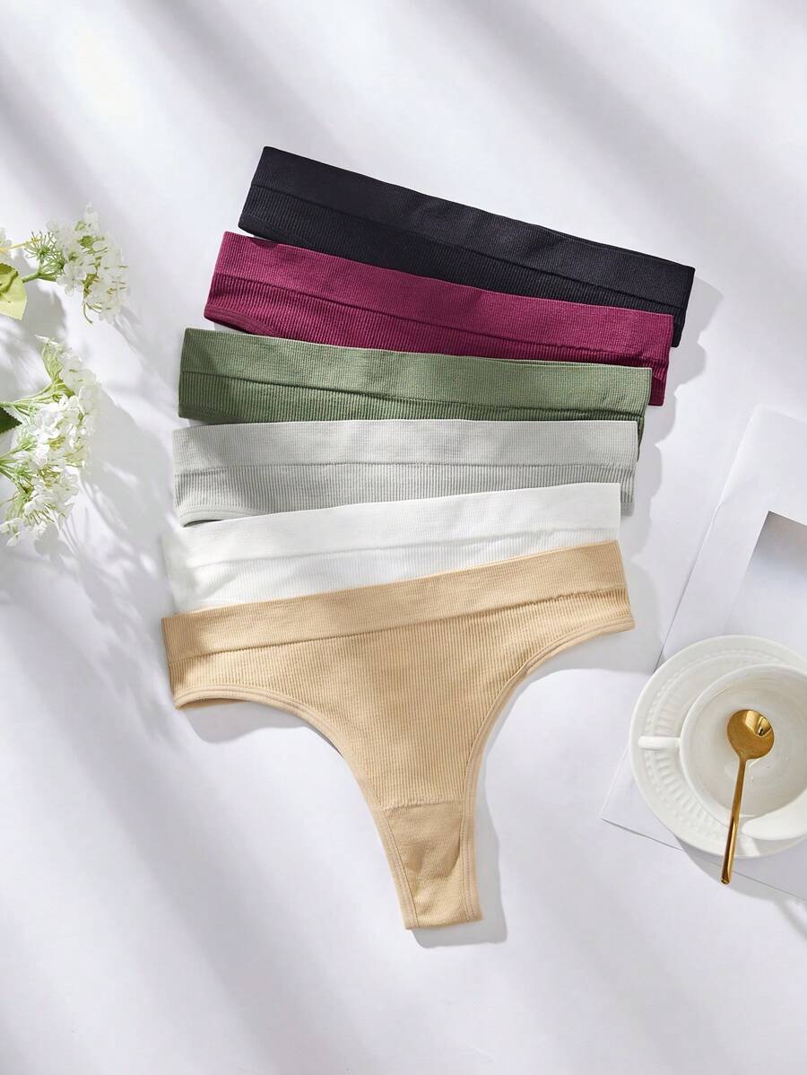 6-delige naadloze sexy strings ondergoedset voor dames, casual naadloze slipjes
