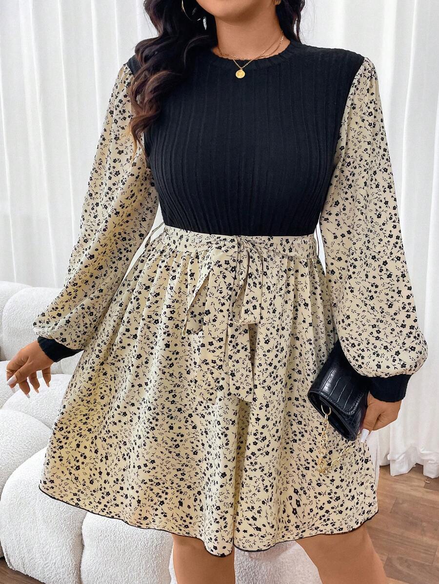 SHEIN Frenchy Vestito da donna floreale con patchwork in tessuto di grandi dimensioni