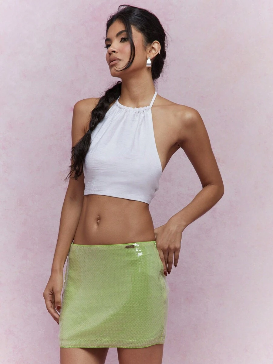 MISSGUIDED Music Festival Festive St. Patrick'S Day Lucky Charm Mini Skirt With Sequin Detail Shimmer Irish-Themed Party Evening Club Wear Y2K Fashion Statement Piece