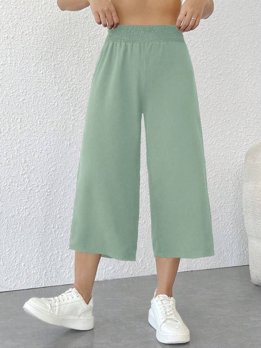 SHEIN PETITE Women's Solid Color Minimalist Casual Pants