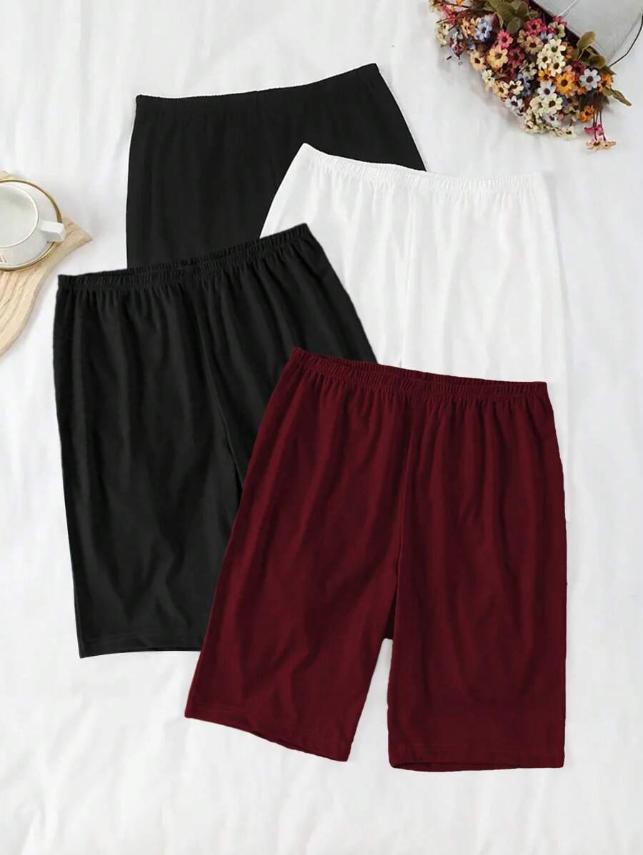 INAWLY Shorts décontractés à taille élastique de couleur unie pour femmes grandes tailles