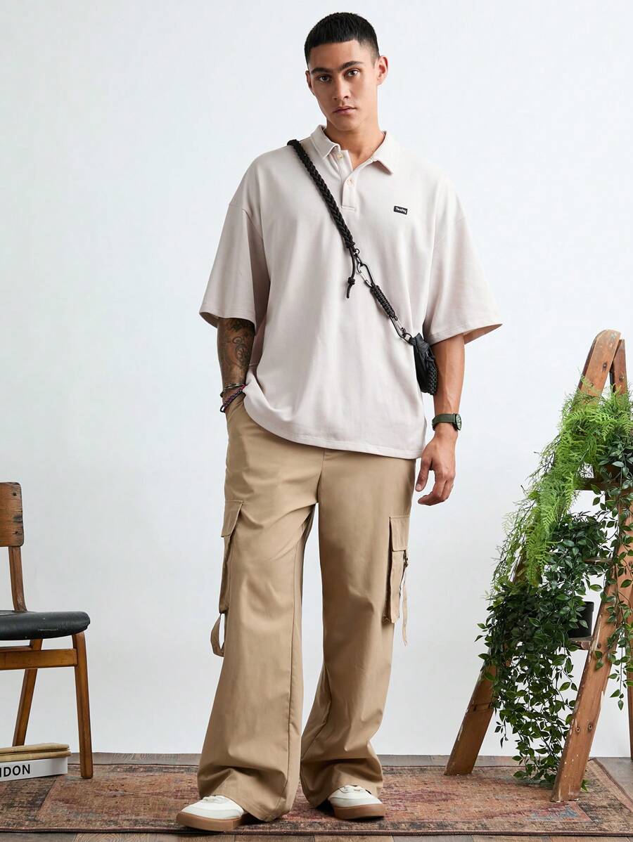 Manfinity VCAY Polo a maniche corte da uomo casual in maglia, vestibilità morbida, tinta unita