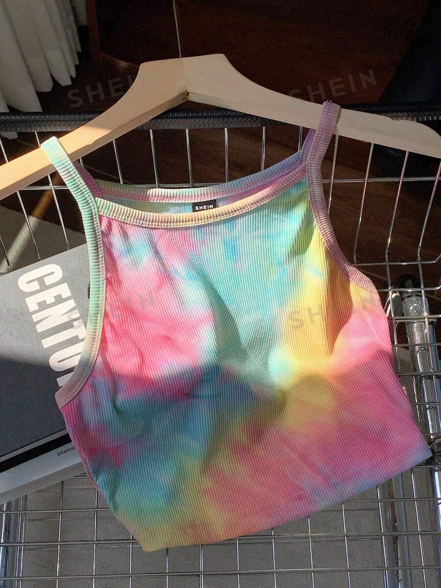 Comfortcana Parte superior de camisola de punto con efecto tie-dye para mujeres
