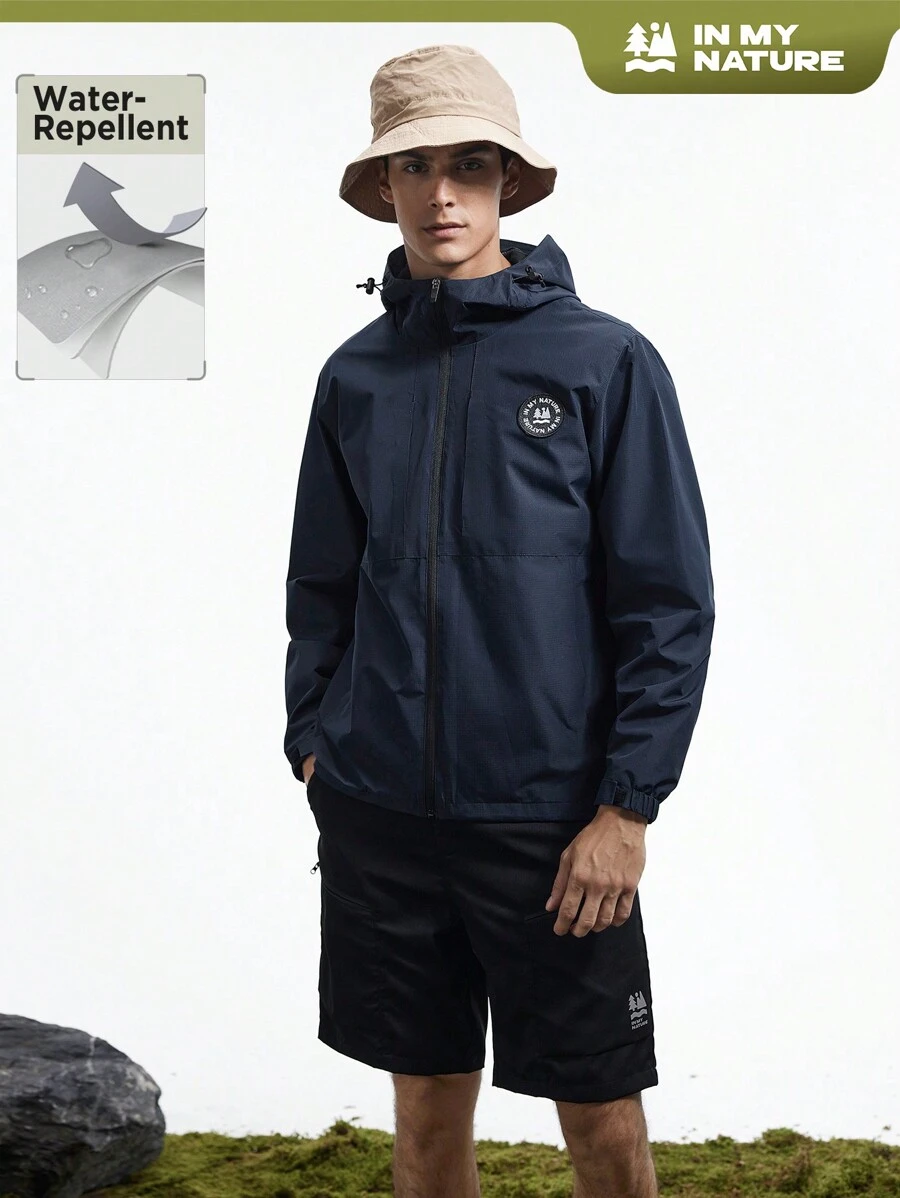 In My Nature Men Simple Hooded Zipper Outdoor Windbreaker Jacket For Daily