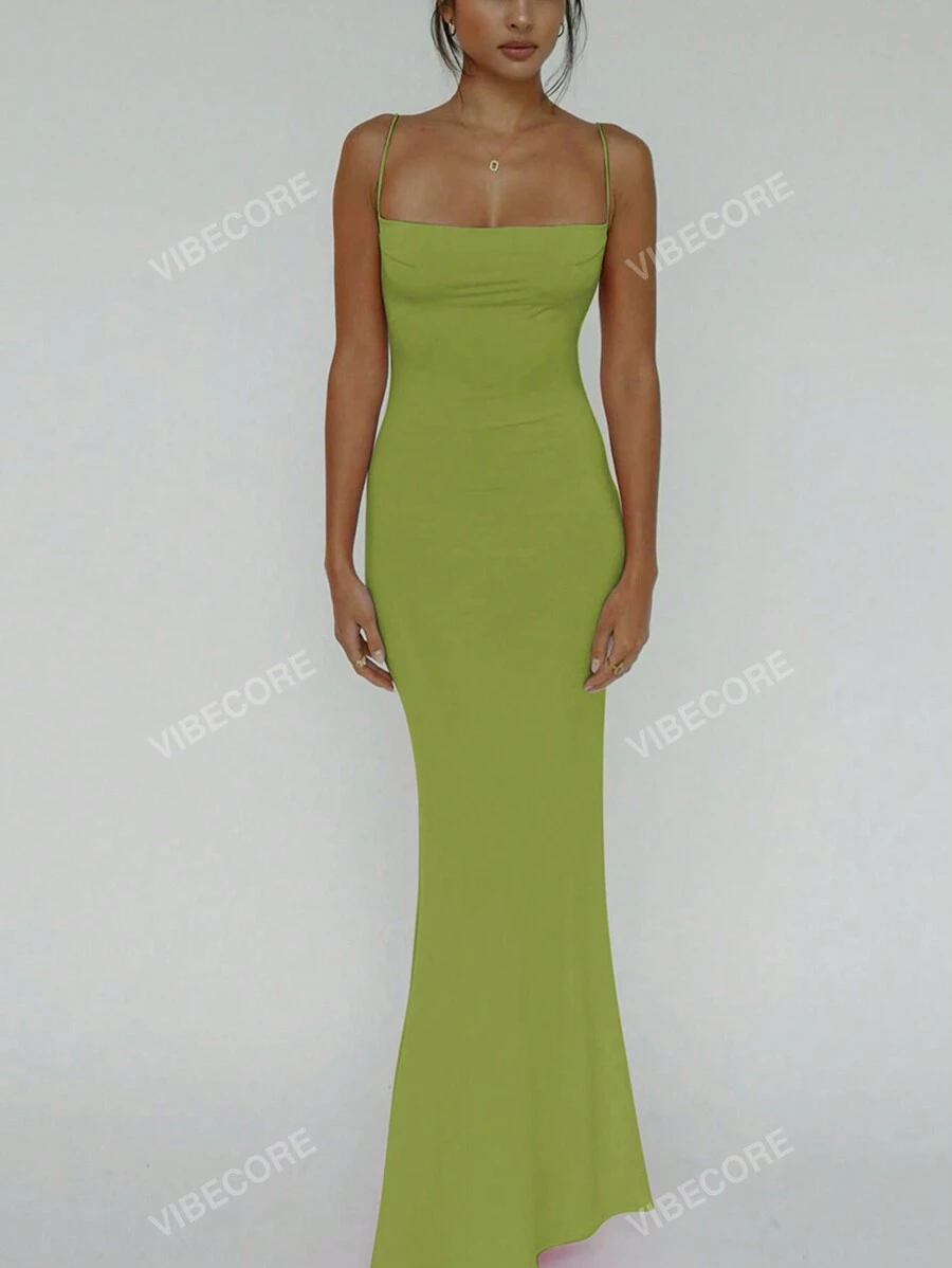 Women Solid Slit Bodycon Backless Sexy Elegant Dress Night Out Party Club Vacation Beach Spring Summer Casual Clothes