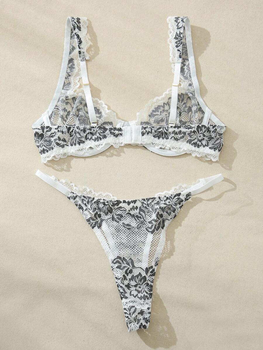 Floral Lace Wire Supported Bra And Panty Set Sexy Lingerie SHEIN UK