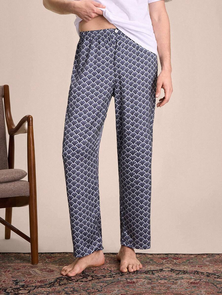 SHEIN EverLounge Men's All-Over Print Woven Lounge Pants