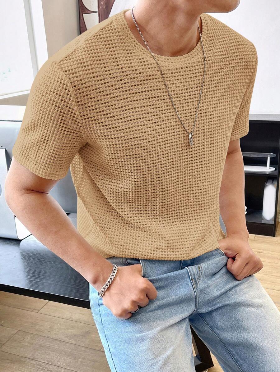 Manfinity VCAY Maglia A Maniche Corte A Maglia Per Uomo