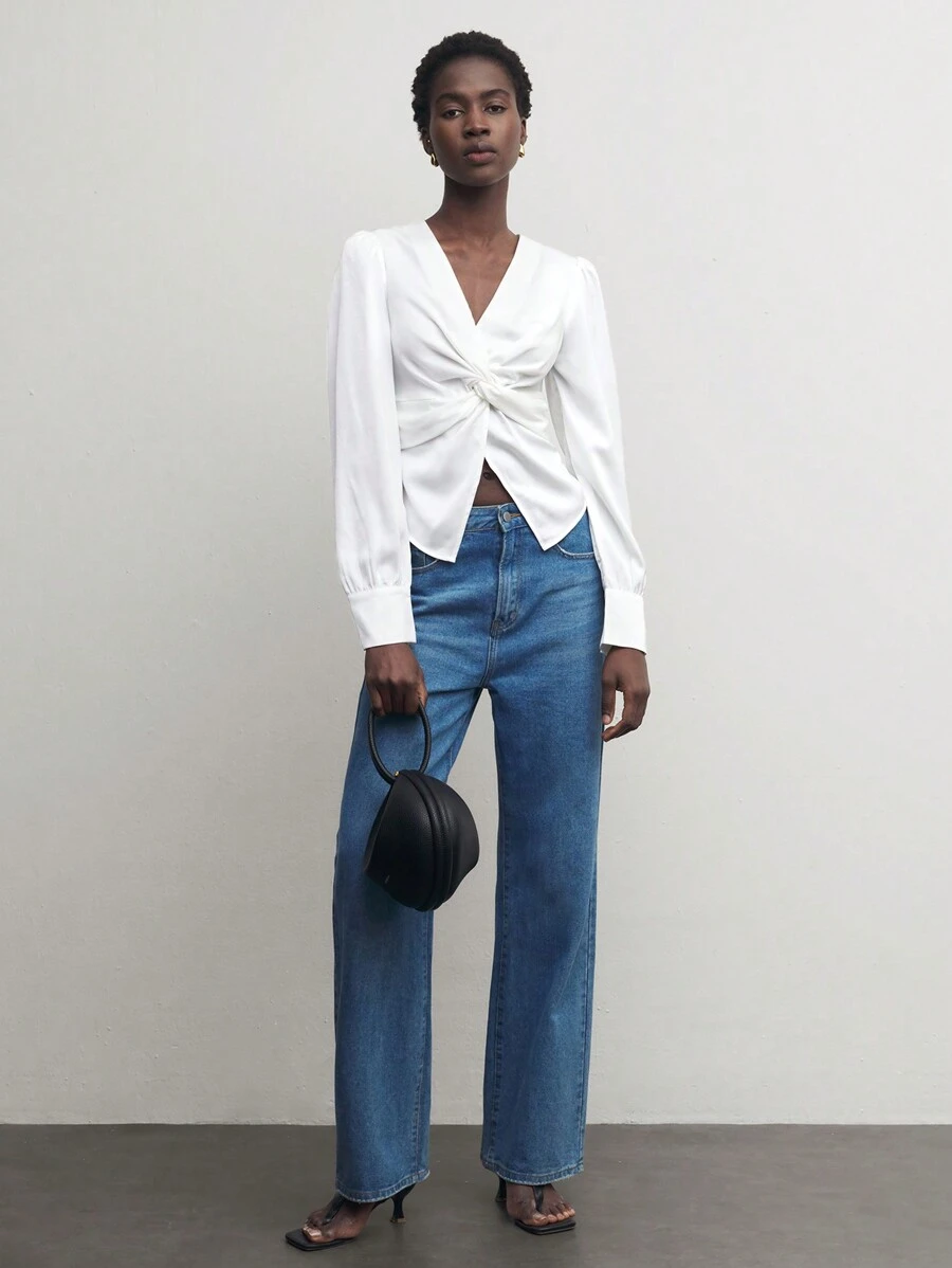 BizChic Blouse de bureau élégante avec nœud pour femme