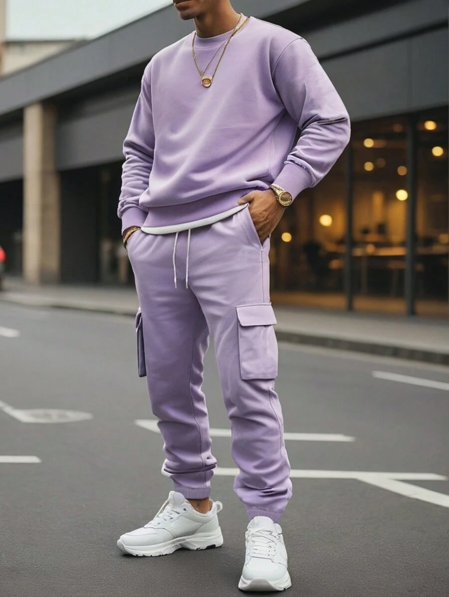 Manfinity Hypemode Set van herensweatshirt met trekkoord, ronde hals en joggingbroek met strik aan de voorkant