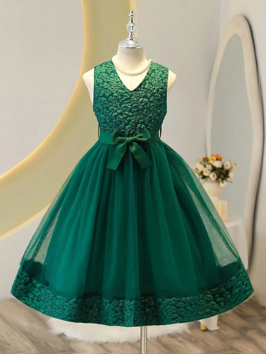 Vestido De Malha Jacquard Verde Para Menina Adolescente