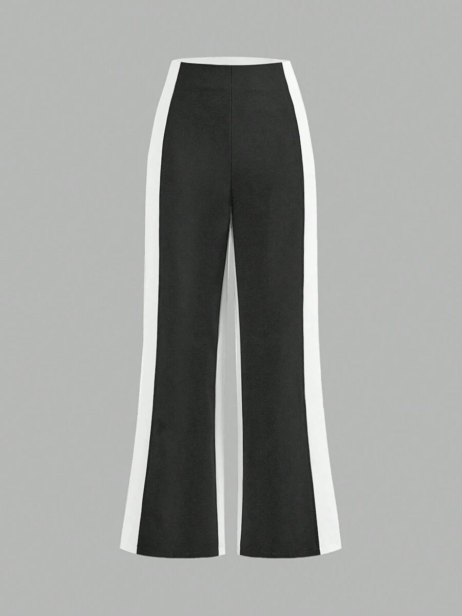 SHEINNeu Women Contrast Color Casual Flared Pants