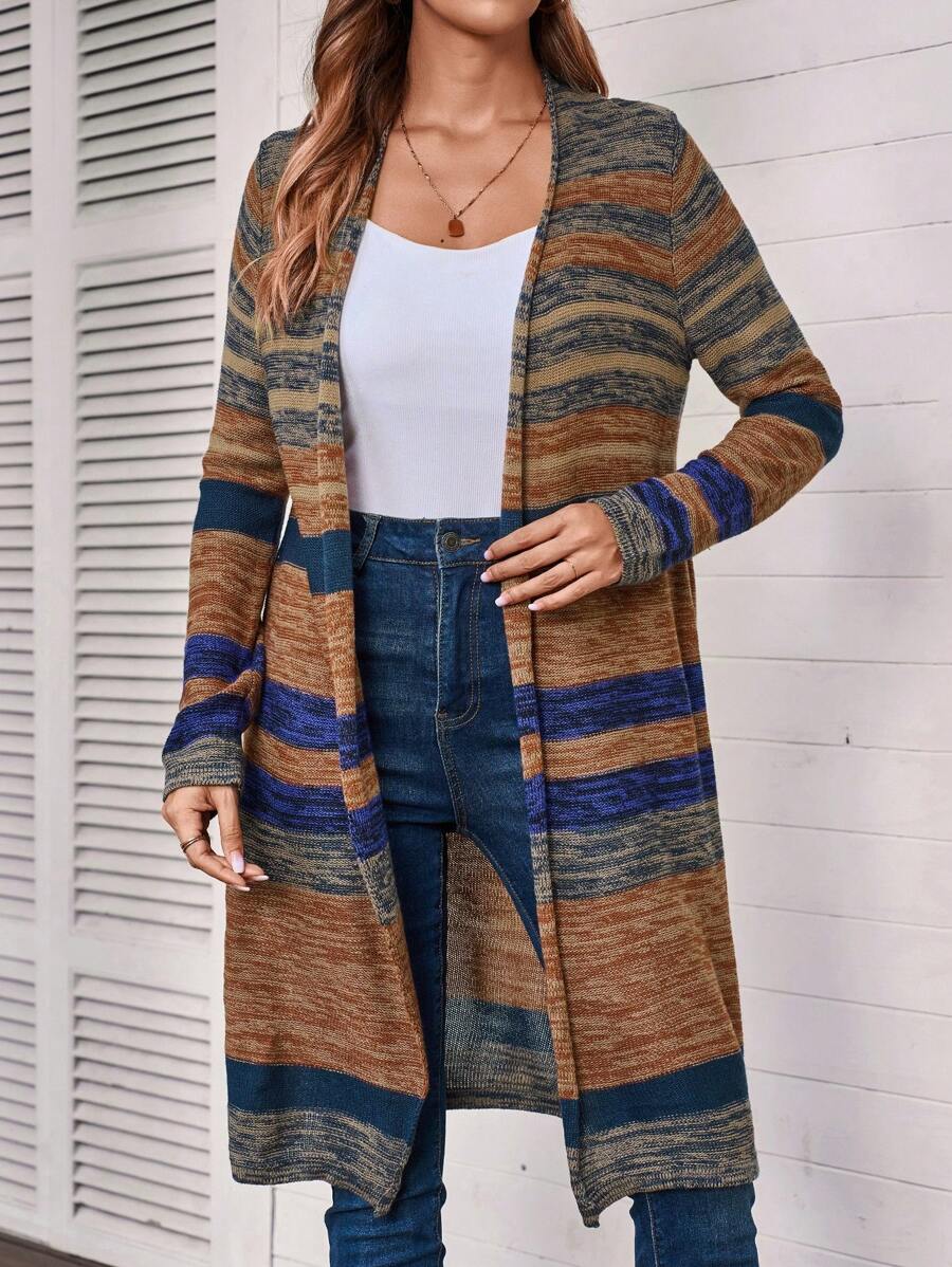 EMERY ROSE Elegante cárdigan de mujer tejido multicolor, ropa de mujer para otoño