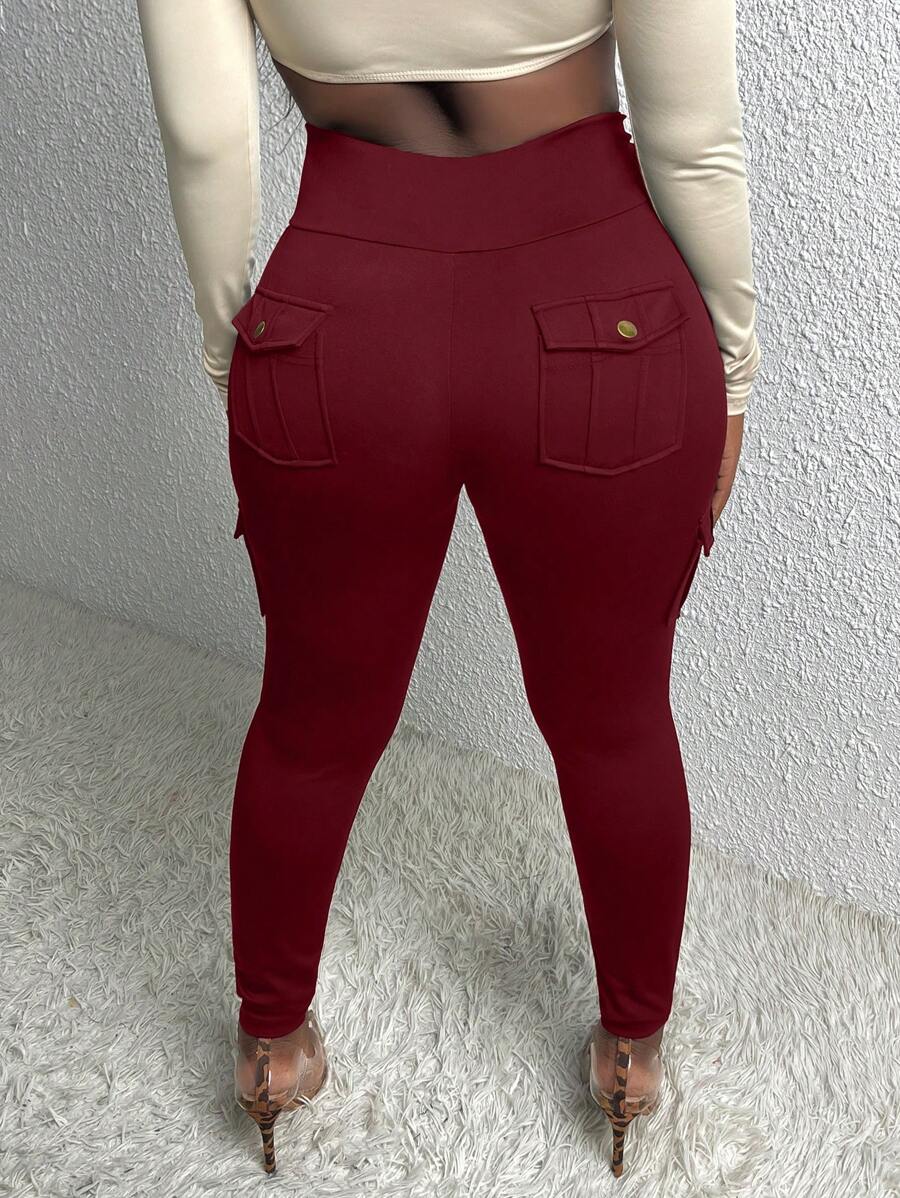 Slaydiva Ladies' Casual Solid Color Slim Fit Cargo Pants