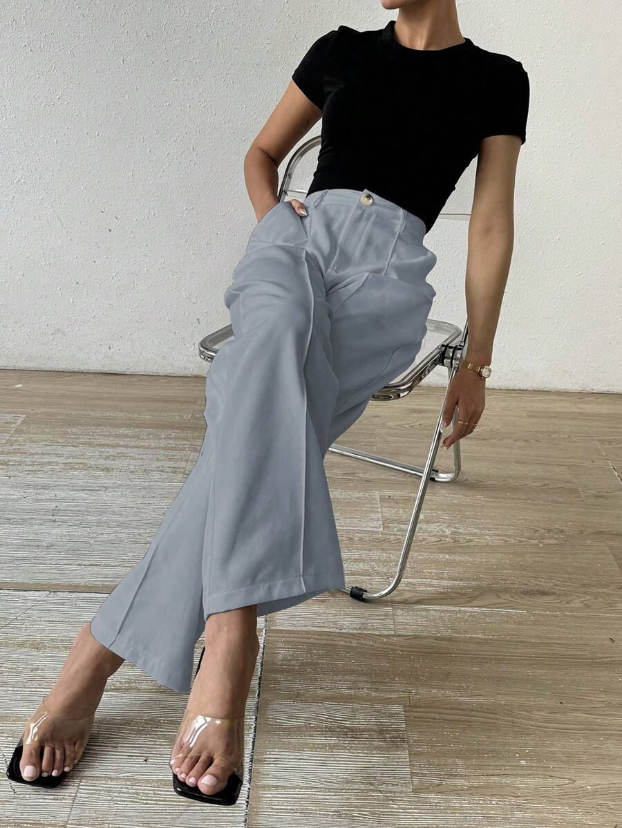 RosyDaze Pantalones De Traje Rectos Casuales De Color Sólido Para Mujer