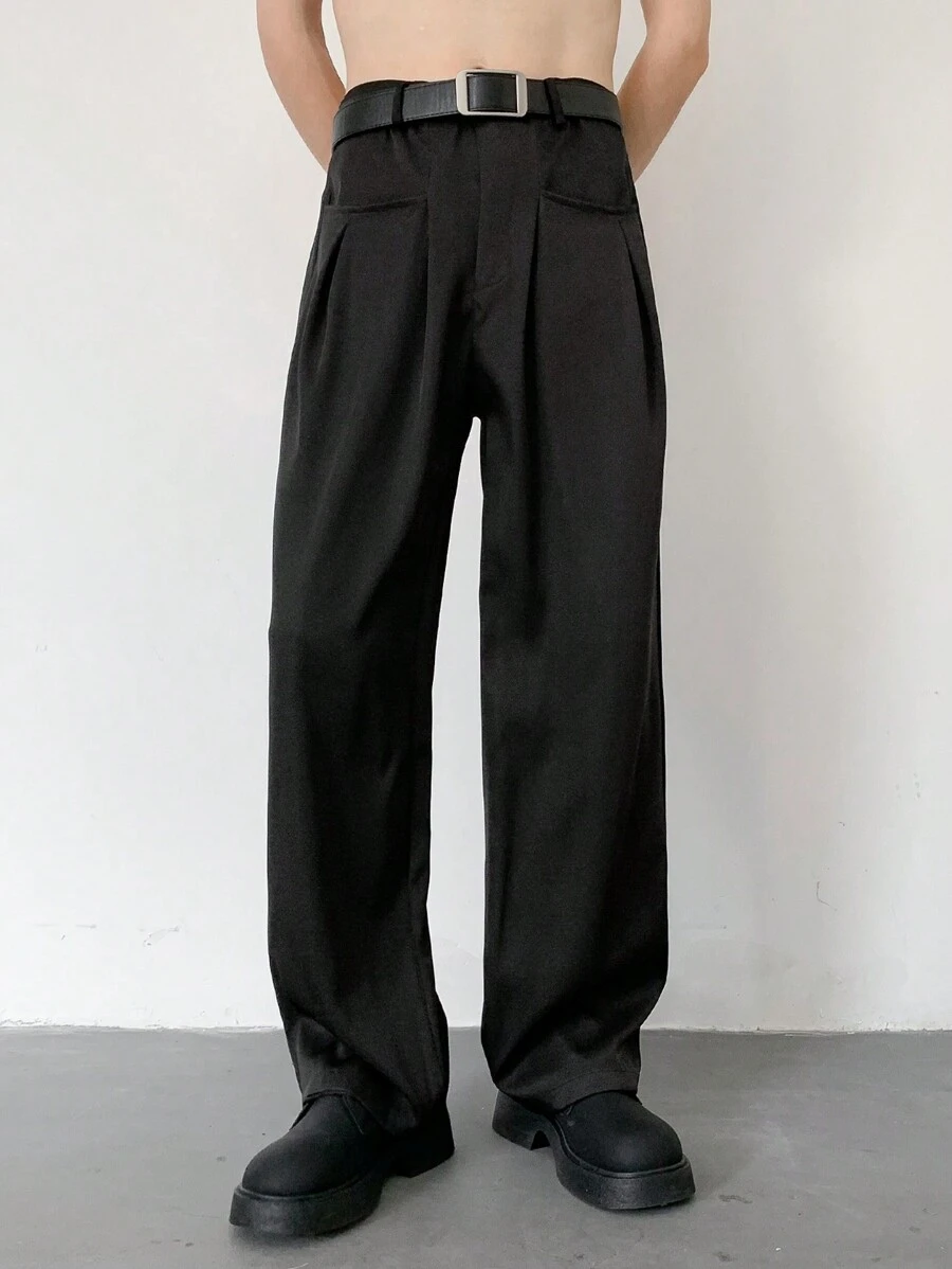 Manfinity Hypemode Pantalones casuales de traje de pierna recta de unicolor para hombres