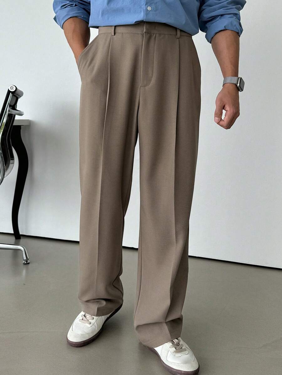 DAZY Pantalones de traje casuales de unicolor para hombre, otoño