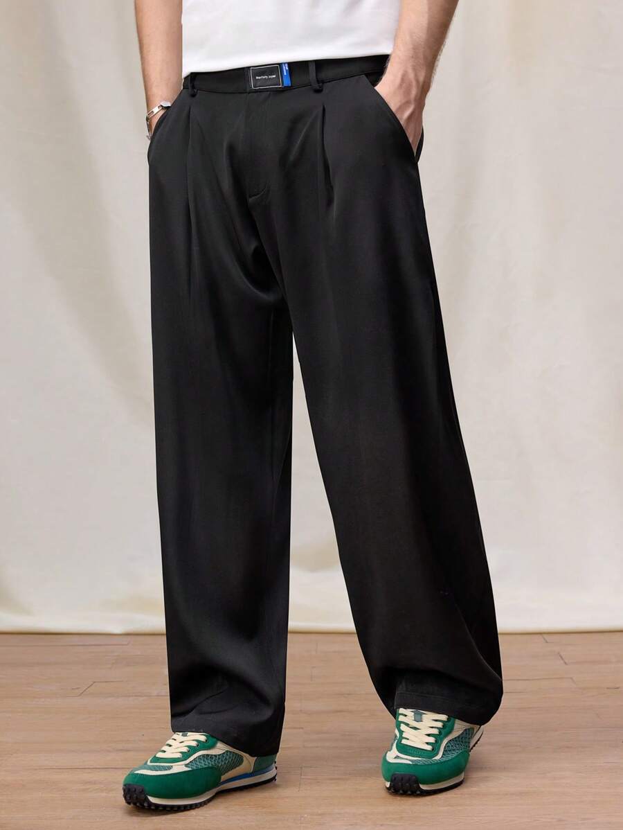 Manfinity Hypemode Pantalones rectos informales de un solo color con bolsillos para hombre