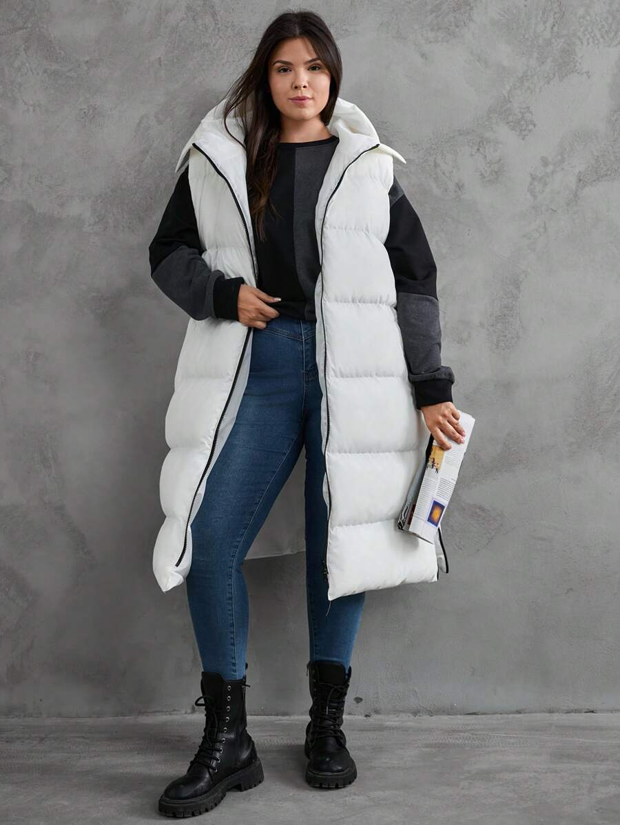 RueChic Veste femme blanche avec zip détaillée, pour l'hiver