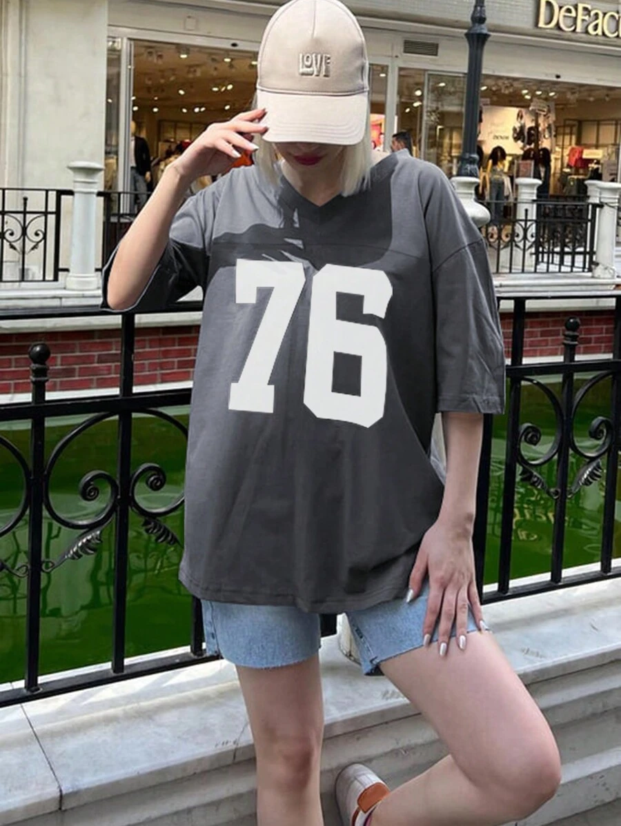 INAWLY Eenvoudig dagelijks T-shirt met korte mouwen voor dames