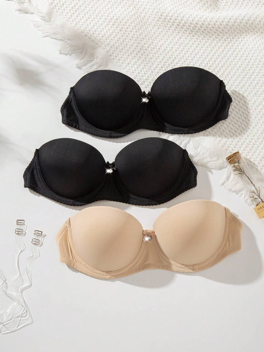 3er Set nahtlose Trägerlose BHs mit abnehmbaren Trägern, romantisch & sexy