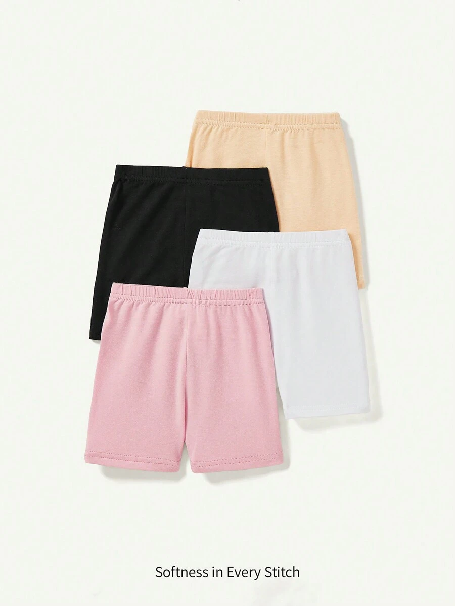 Cozy Pixies Baby Girl Knitted Soft Casual Basic Solid Color Shorts 4pcs/Set
