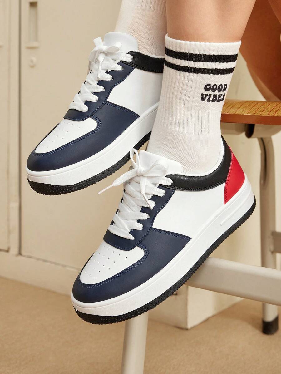 CUCCOO EASI Chaussures de sport mode blanches pour femmes, pour le printemps/automne, avec semelles épaisses, plateforme imperméable, chaussures décontractées pour dames