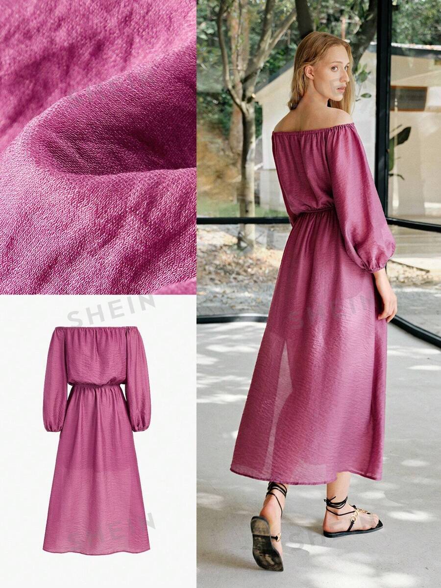 MOTF PREMIUM Vestido con hombros descubiertos y abertura lateral