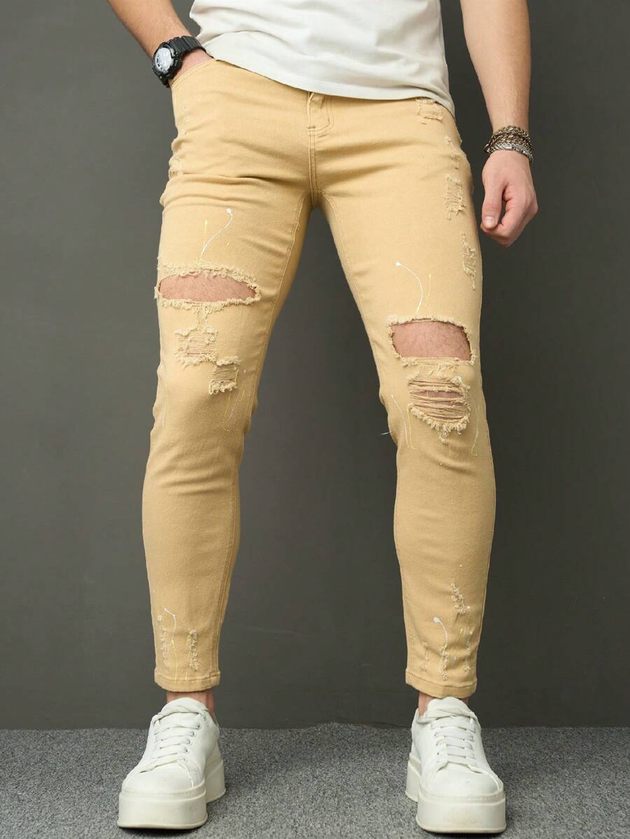 Manfinity LEGND Skinny casual all-match jeans voor heren met gescheurde zakken