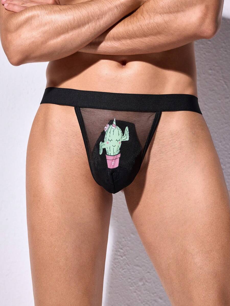 Manfinity Men's Cactus Pattern Fashionable Daily Wear Sexy Underwear