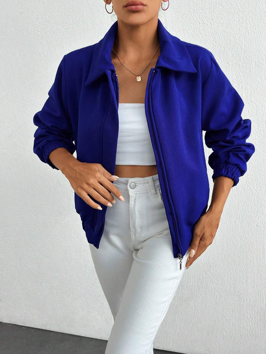 Solid Zip Up Jacket