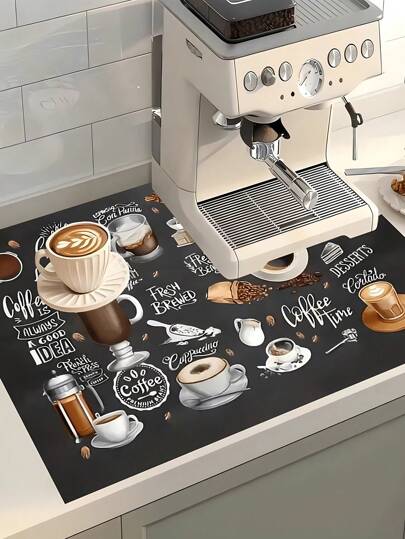1Pc Coffee Maker Kitchen Countertop Drip Pad, Water Dispenser Strong Absorbent Pad, Insulation Coaster, Oil Resistant Table Mat,Coffee Bar Mat Accessories For Countertop Super Absorbent Anti-Slip Silicone Dish Drying Mats For Kitchen Counter Draining Pad Decor Gift Fit Coffee Maker Coffee Pot Espresso Machine Christmas For Holiday Gift Giving