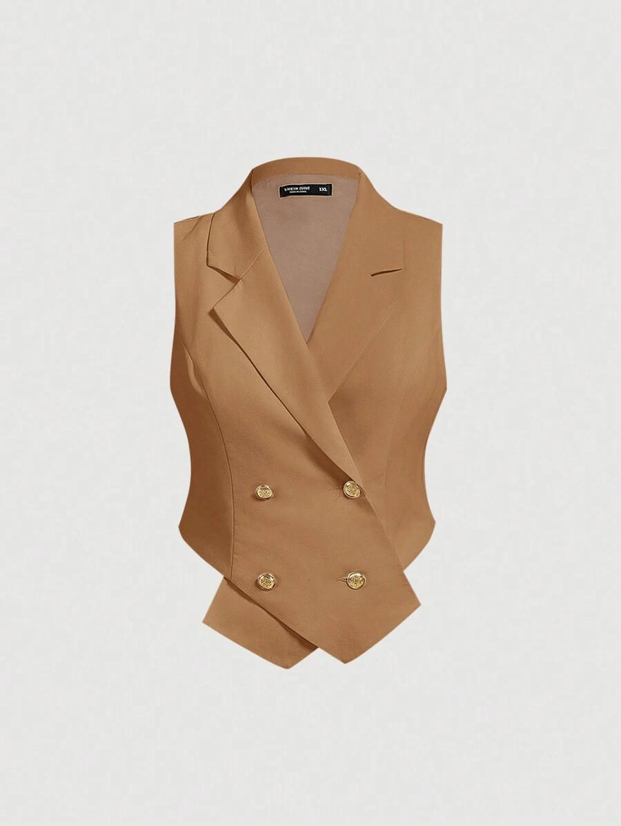 SHEIN MOD Plus Size Summer Casual Double-Breasted Waistcoat