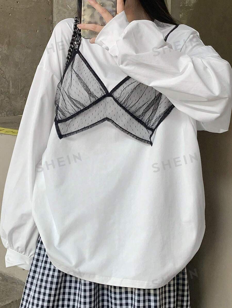 DAZY Camiseta de manga larga 2 en 1 para mujer, ropa de mujer para otoño