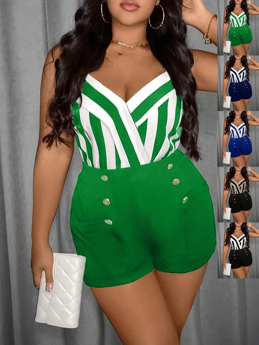 Maweii Atuendo diario simple de 2 piezas para mujer de talla grande con rayas y estampados