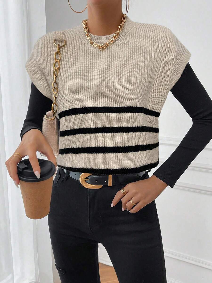 RosyDaze Striped Pattern Sweater Vest Without Tee