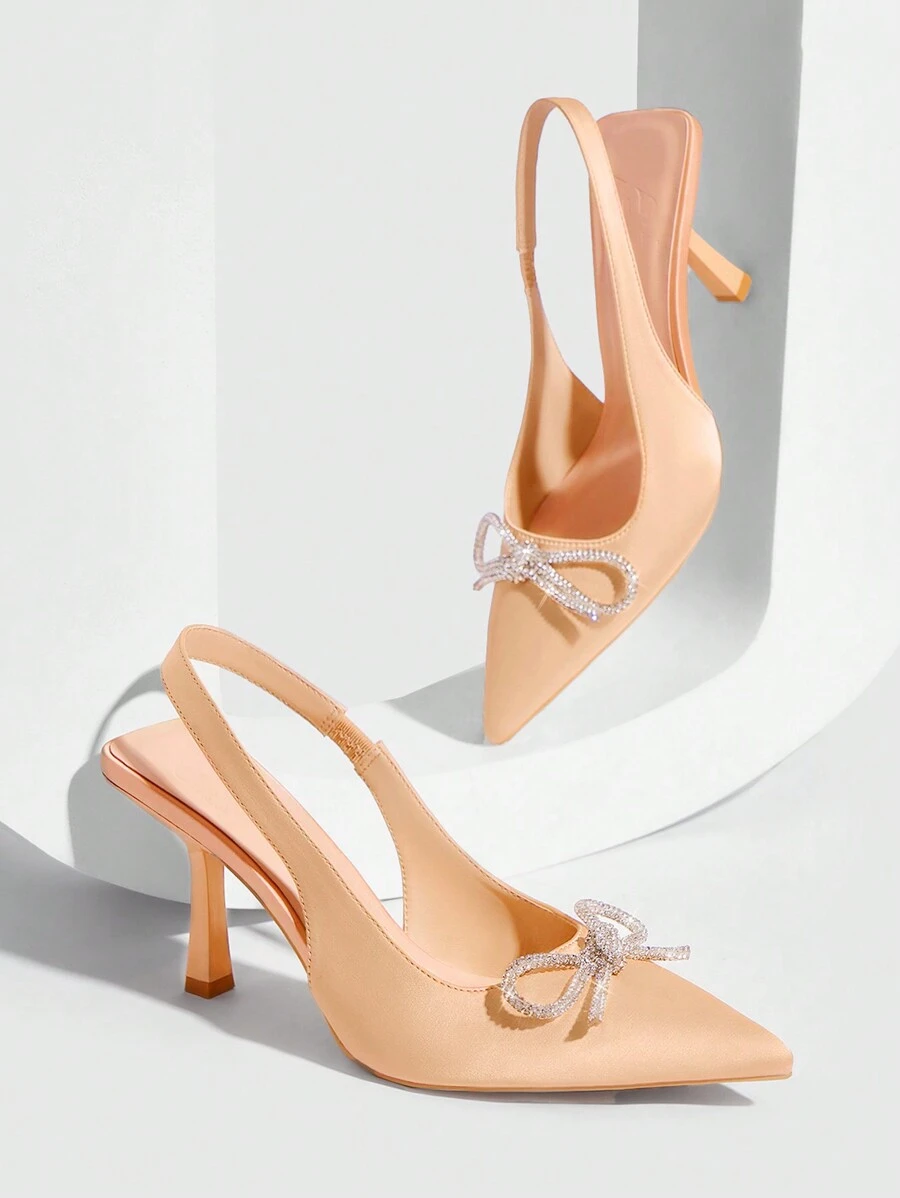 CUCCOO CHICEST Woman Shoes Fashion Point Toe Bow Knot Champagne High Heel Pumps With Ankle Strap For Spring And Summer Vacation Shoes Summer Elegant Heels Halloween